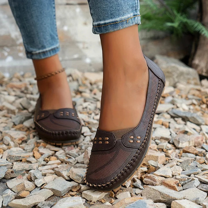 Kasimira - Sommerliche Damen Halbschuhe mit Komfortsohle Kaffee
