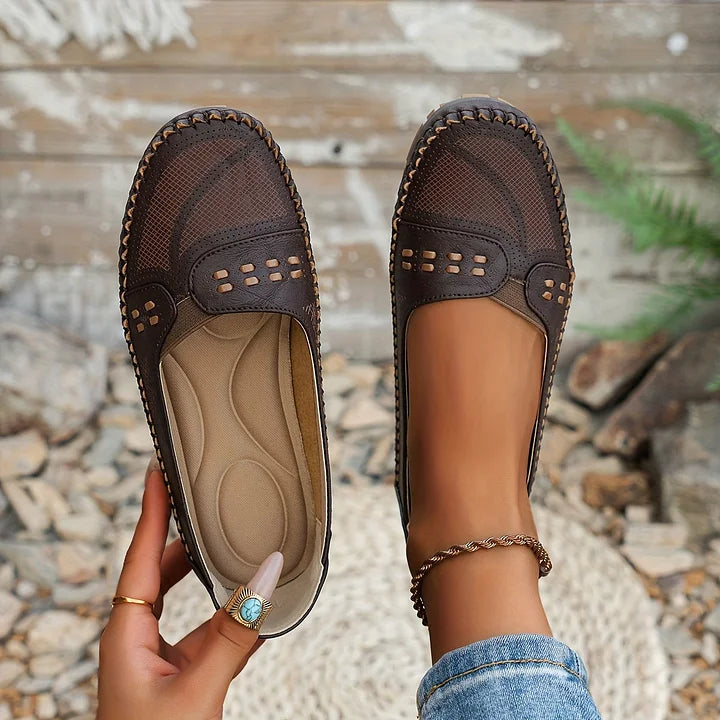 Kasimira - Sommerliche Damen Halbschuhe mit Komfortsohle Kaffee