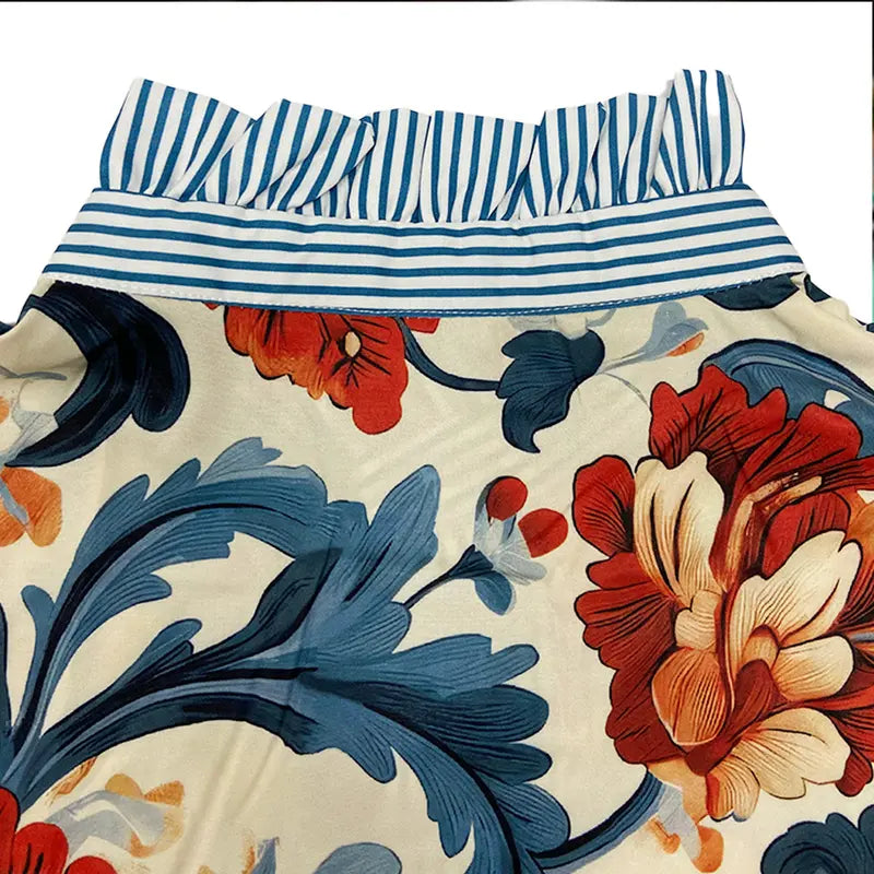 Kate- Vintage Blumen Damen Bluse Blau 2
