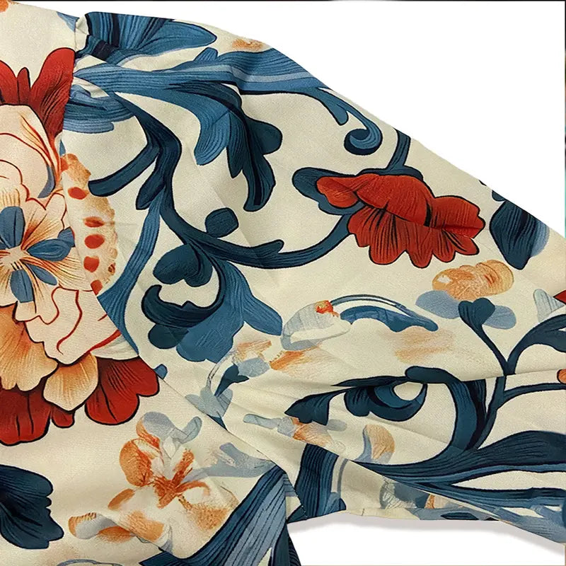 Kate- Vintage Blumen Damen Bluse Blau 3