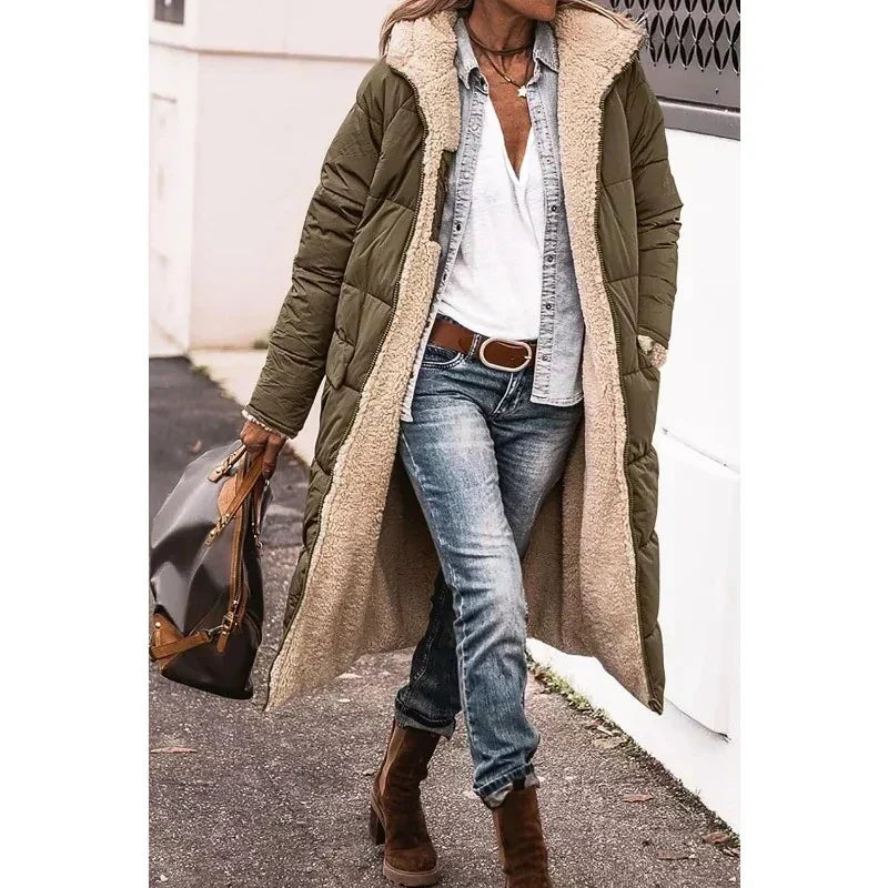 Katharina - Chic Wintermantel Armeegrün