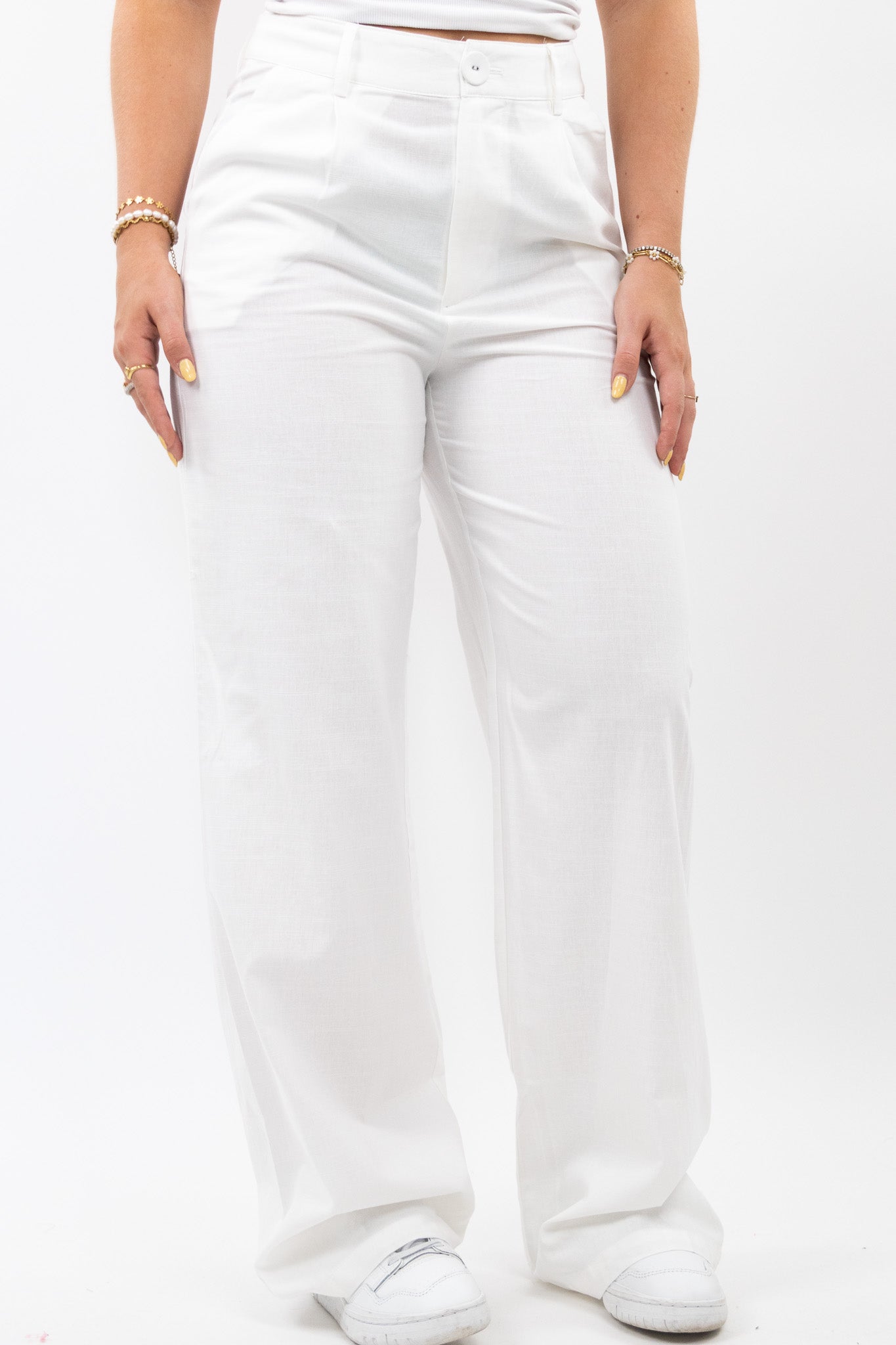 Kaya - Leichte Damen Sommerhose aus Leinenstoff WeiB
