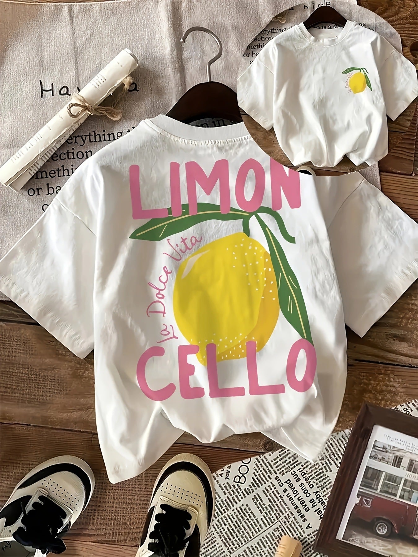 Klara- Gaby T-Shirt mit Zitronenprint & Krempelärmeln Weiß 1