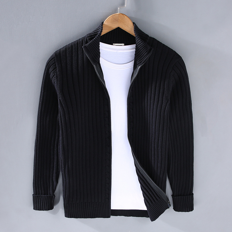 Lars – Premium Strickjacke aus Baumwolle für Herren Schwarz