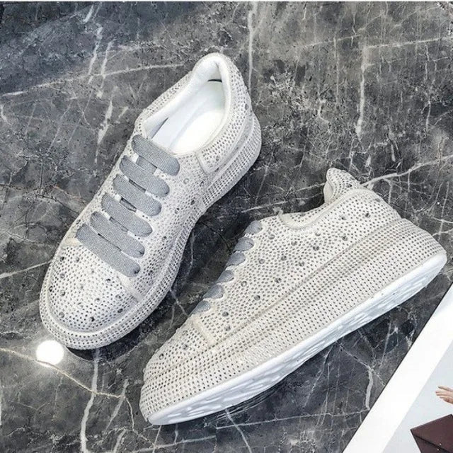 Lauren- Glitzernde Sneaker mit Kristallverzierungen Weiß 2