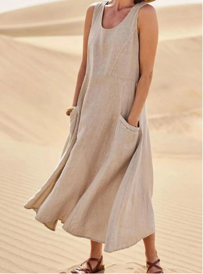 Lavinia- Maxi Sommerkleid Beige 4