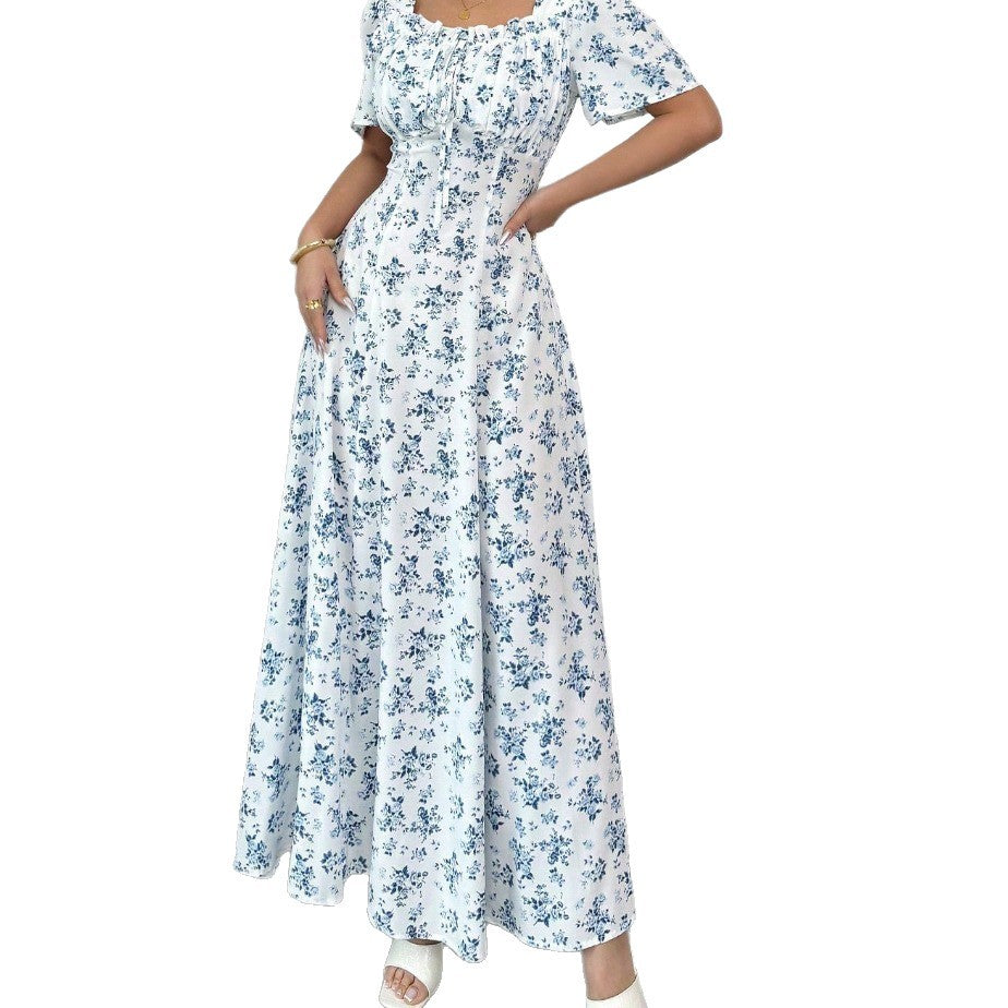 Lea - Florales Maxikleid mit Quadrat-Ausschnitt - Weiß 4