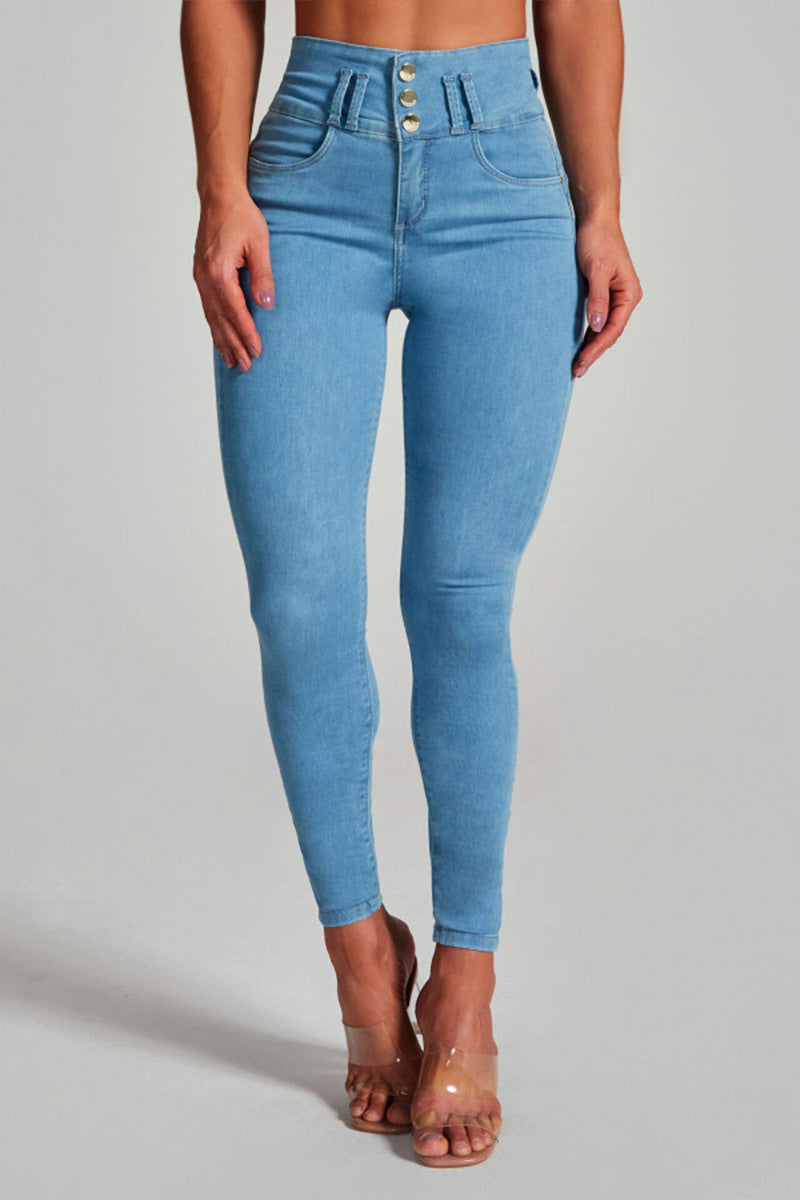 Lea - Hochtaillierte Skinny Jeans für Damen Blau