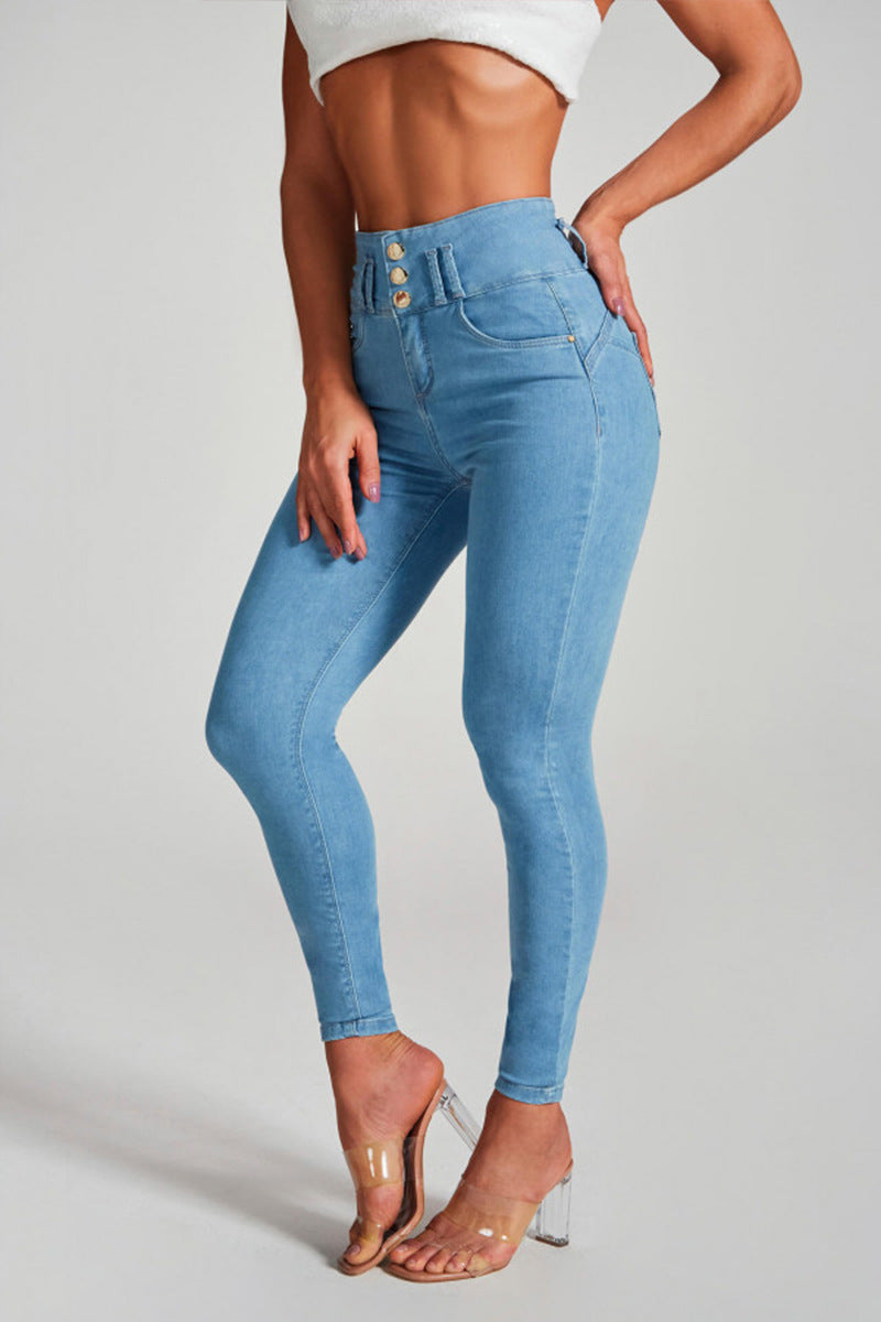 Lea - Hochtaillierte Skinny Jeans für Damen Blau 2