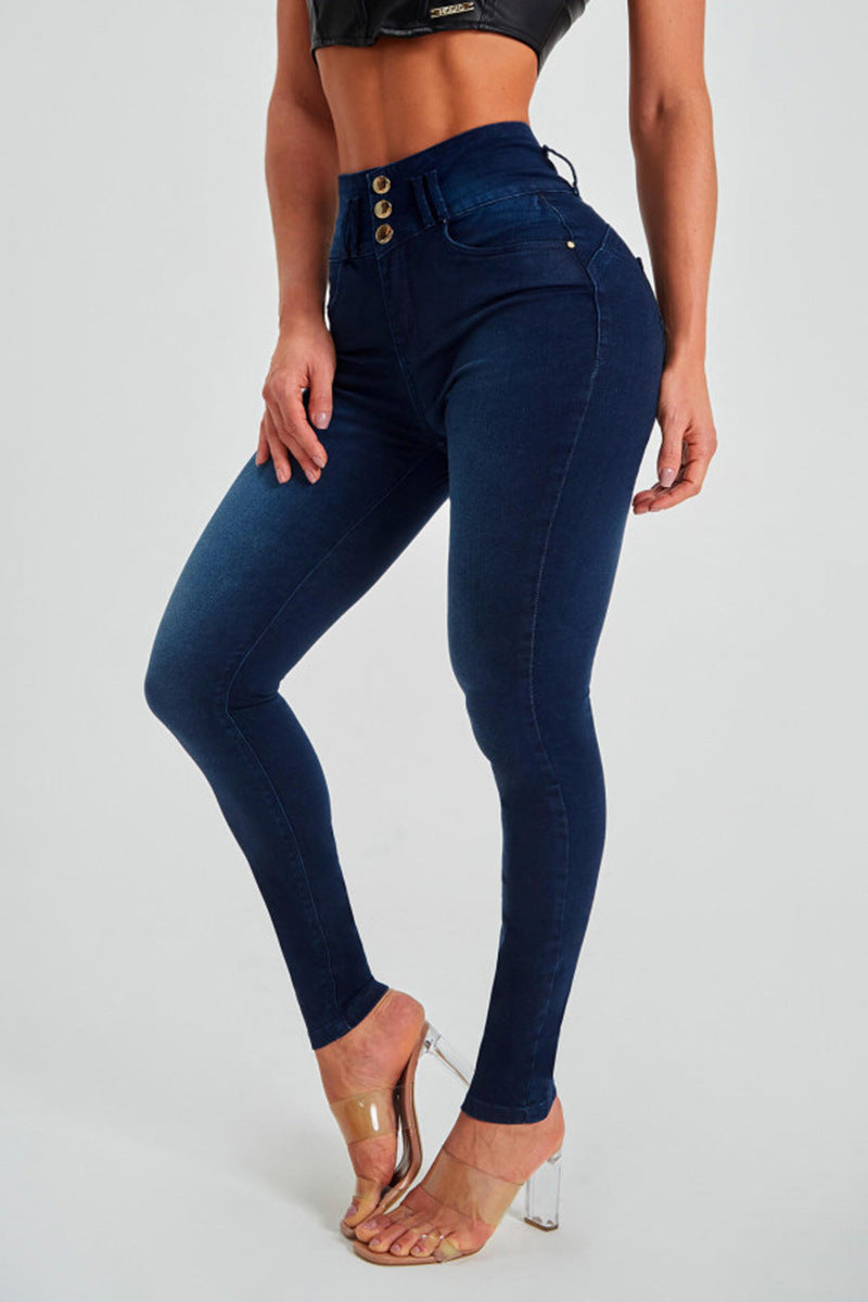 Lea - Hochtaillierte Skinny Jeans für Damen DunkelBlau