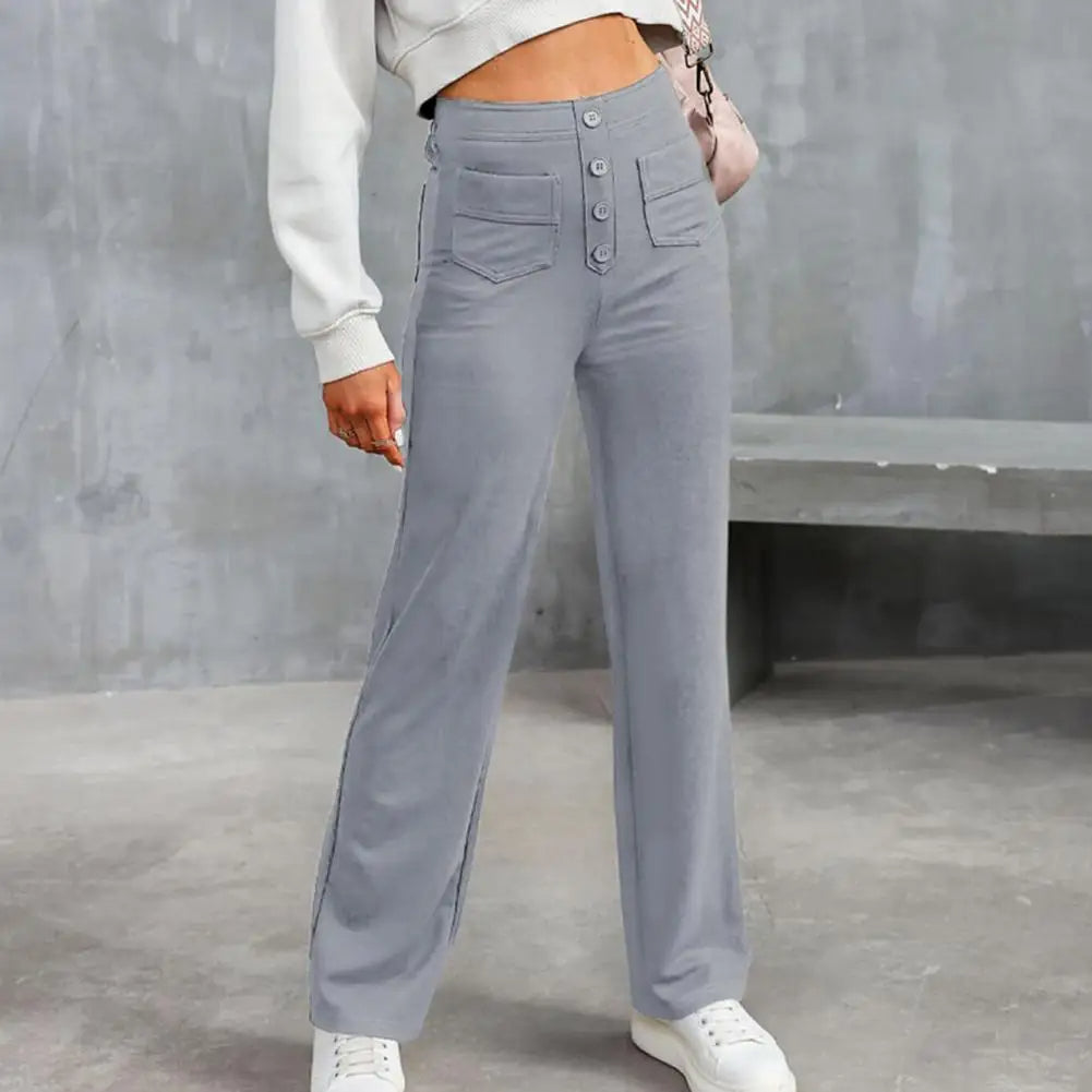 Lena - Hose mit weitem Bein und hohem Bund für Damen Grau 2