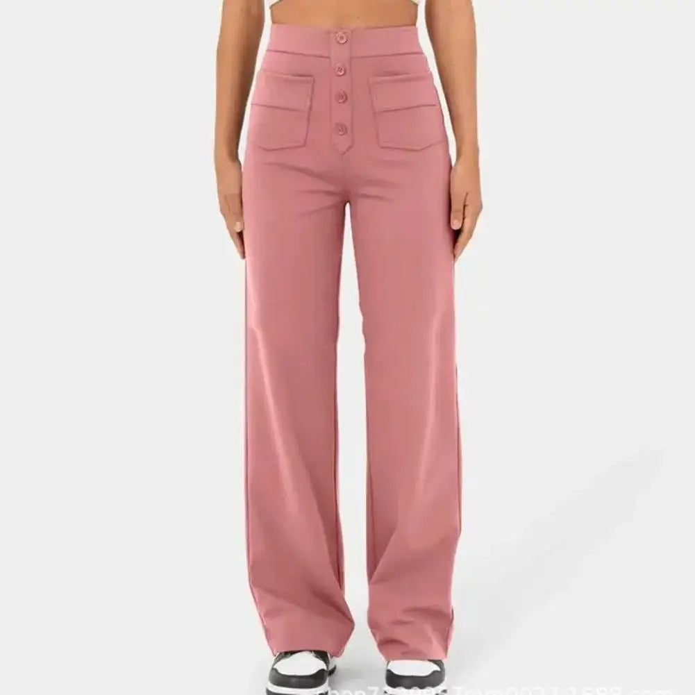 Lena - Hose mit weitem Bein und hohem Bund für Damen Rose