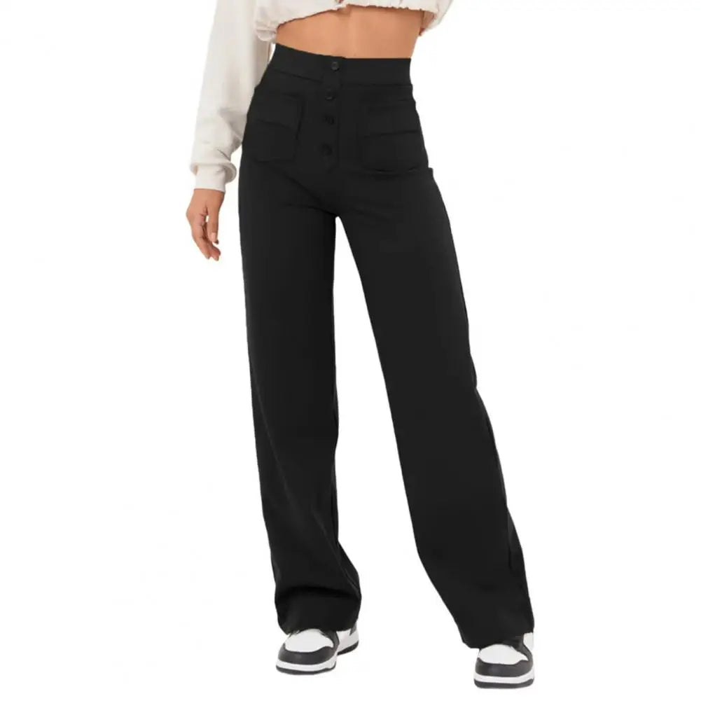 Lena - Hose mit weitem Bein und hohem Bund für Damen Schwarz 2