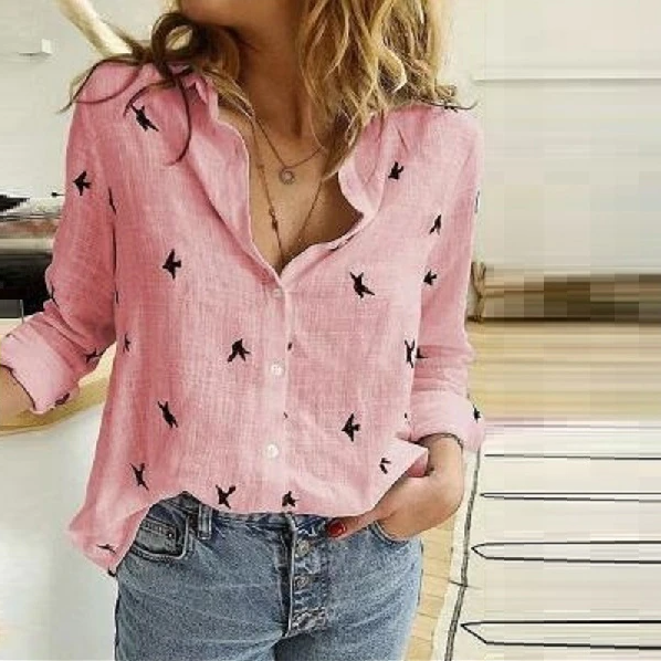Lenka- Bluse für Damen Rosa mit Vogel