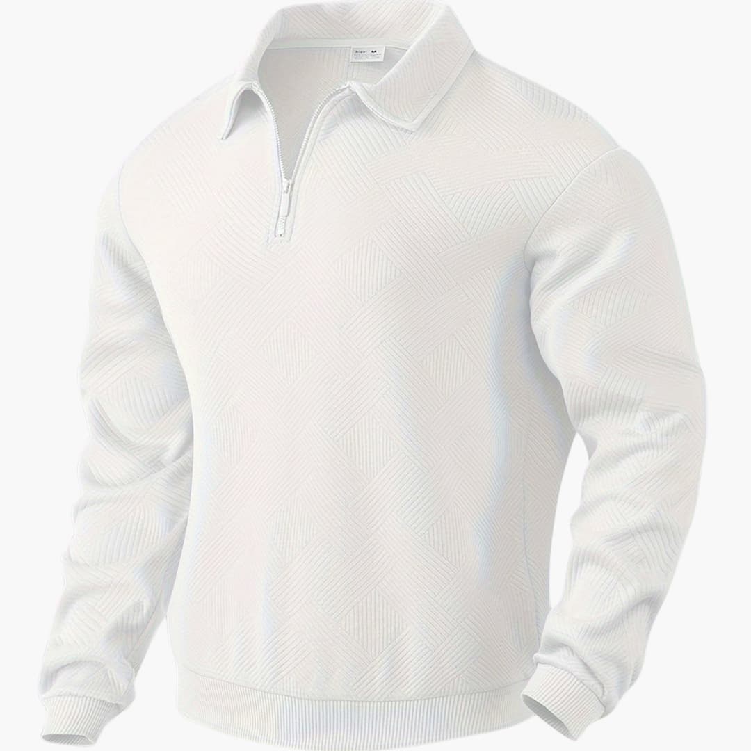 Lennox – Vintage Zip-Up Pullover für Herren Weiß