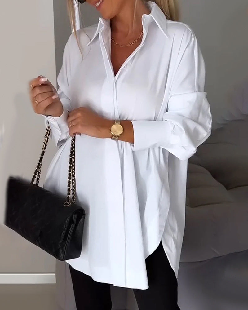 Leonie - Elegantes langärmeliges Revers-Oberteil WeiB