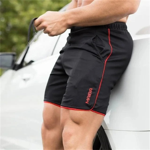 Leopold - Herren Slim Fit Badeshorts schwarz rot