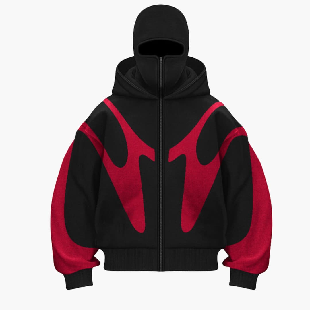 Lior – Bequemer Hoodie für Herren Schwarz / Rot