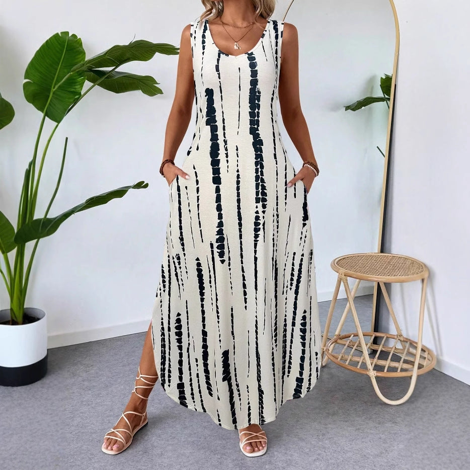 Lucia - Maxikleid mit Farbverlauf & Taschen - Aprikose