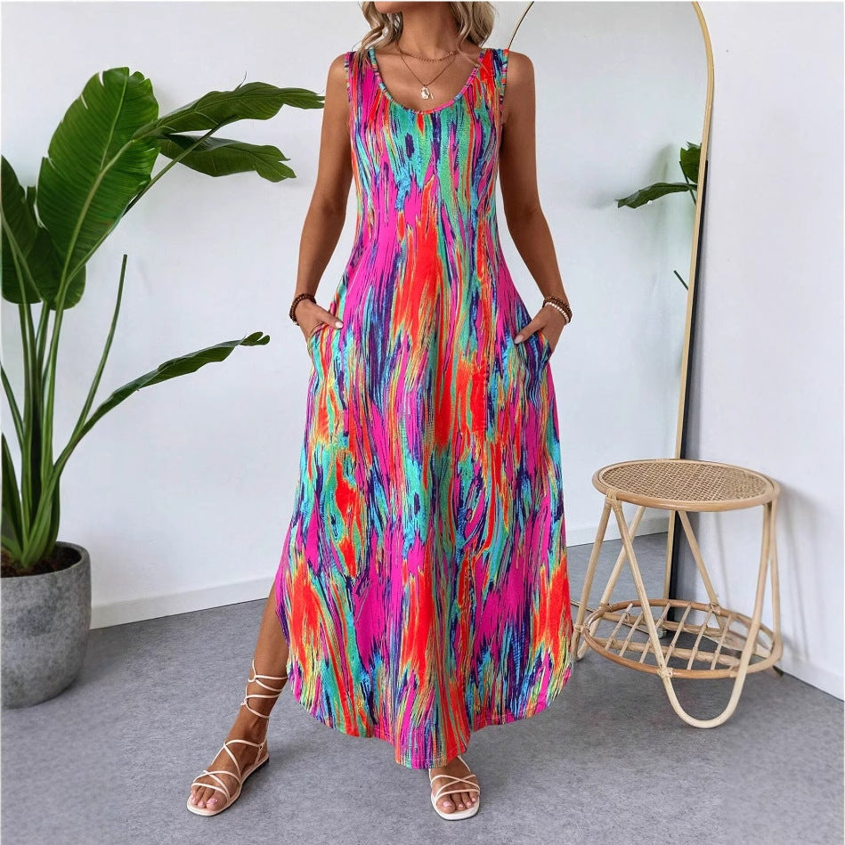 Lucia - Maxikleid mit Farbverlauf & Taschen - Bunt
