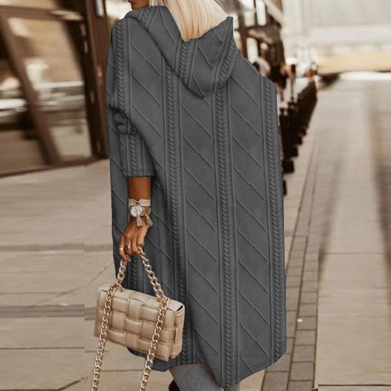Luciana - Lange Strickjacke mit Grau