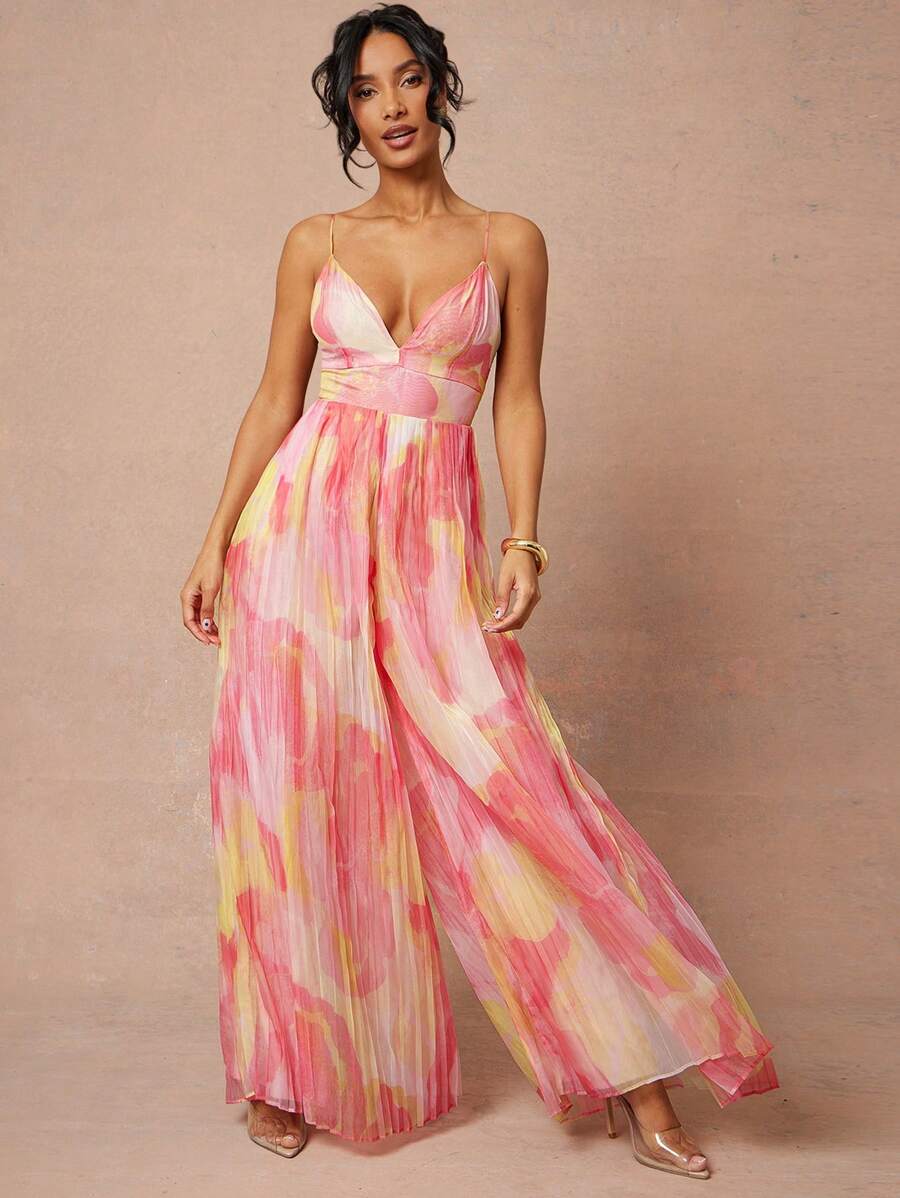 Magdalena – Abstrakt Bedruckter Jumpsuit Mit Tiefem Ausschnitt 4