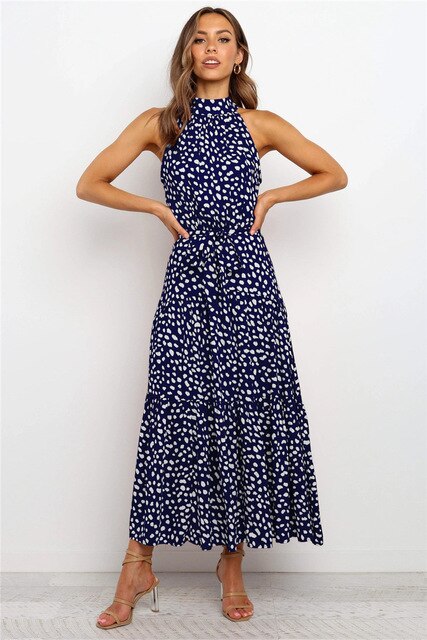 Malgorzata- Polkadot Kleid Blau