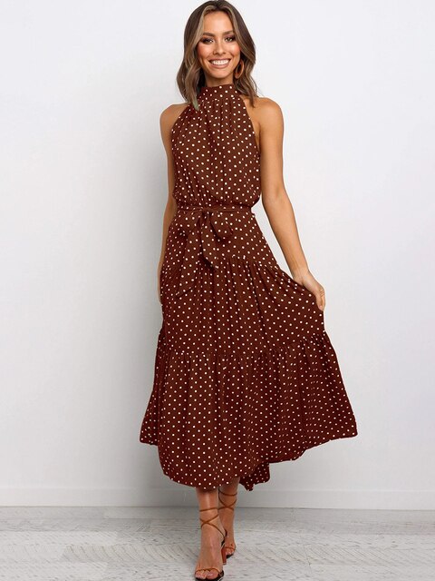 Malgorzata- Polkadot Kleid Kaffee