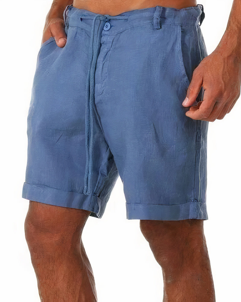 Marcel - Herren Leinen-Shorts blau
