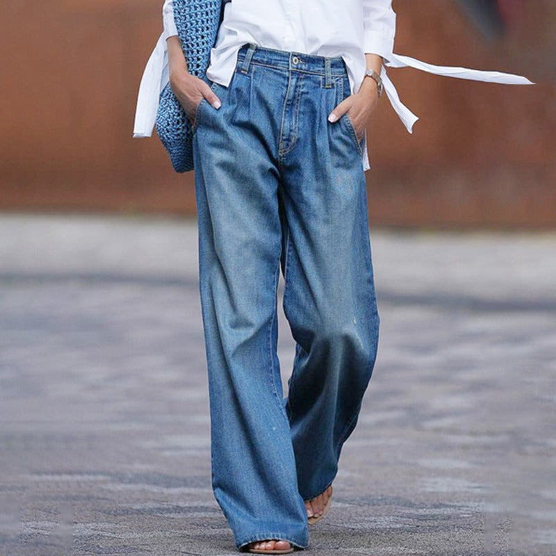 Margarete – hochwertige & weit geschnittene jeans Blau