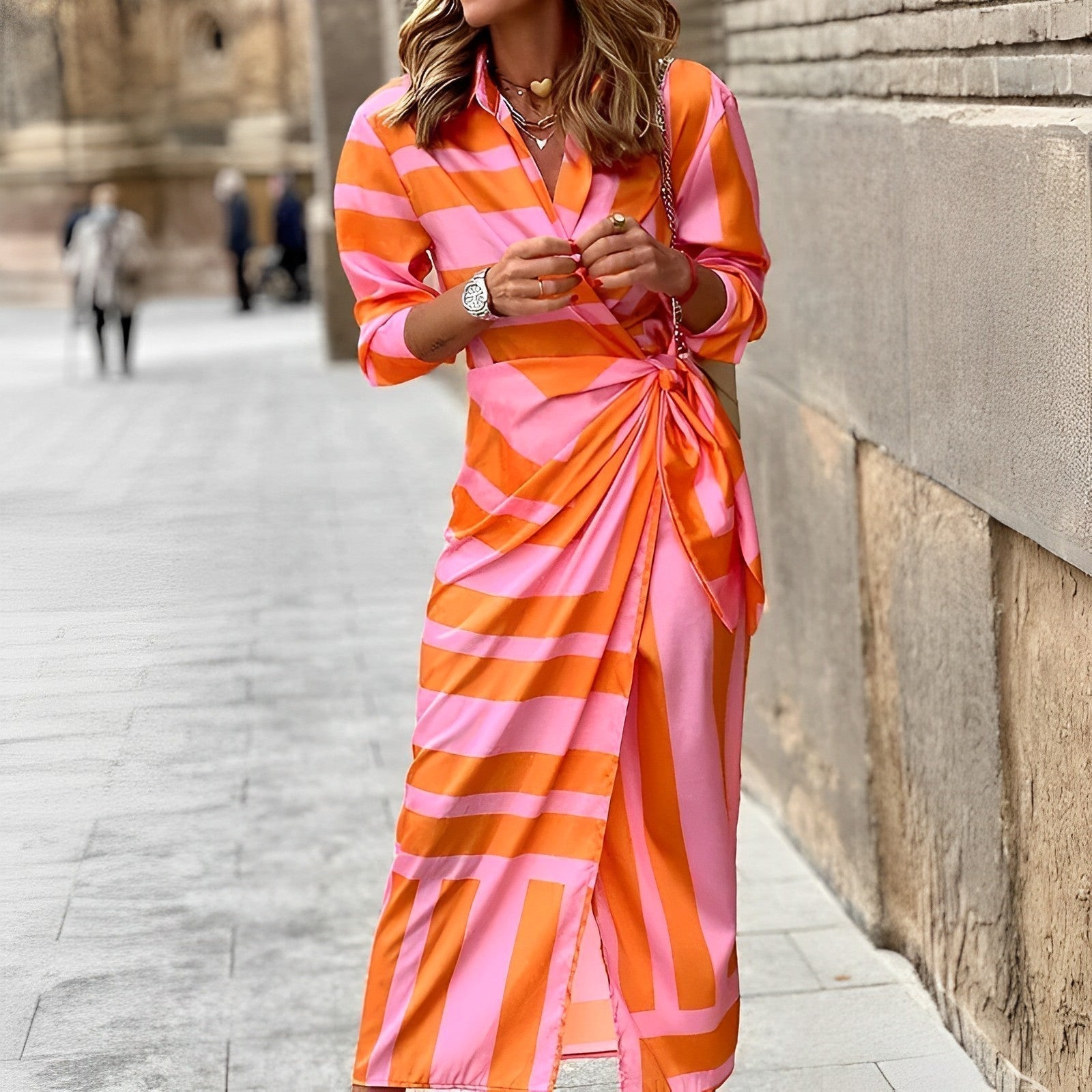 Margit- buntes Kleid Orange