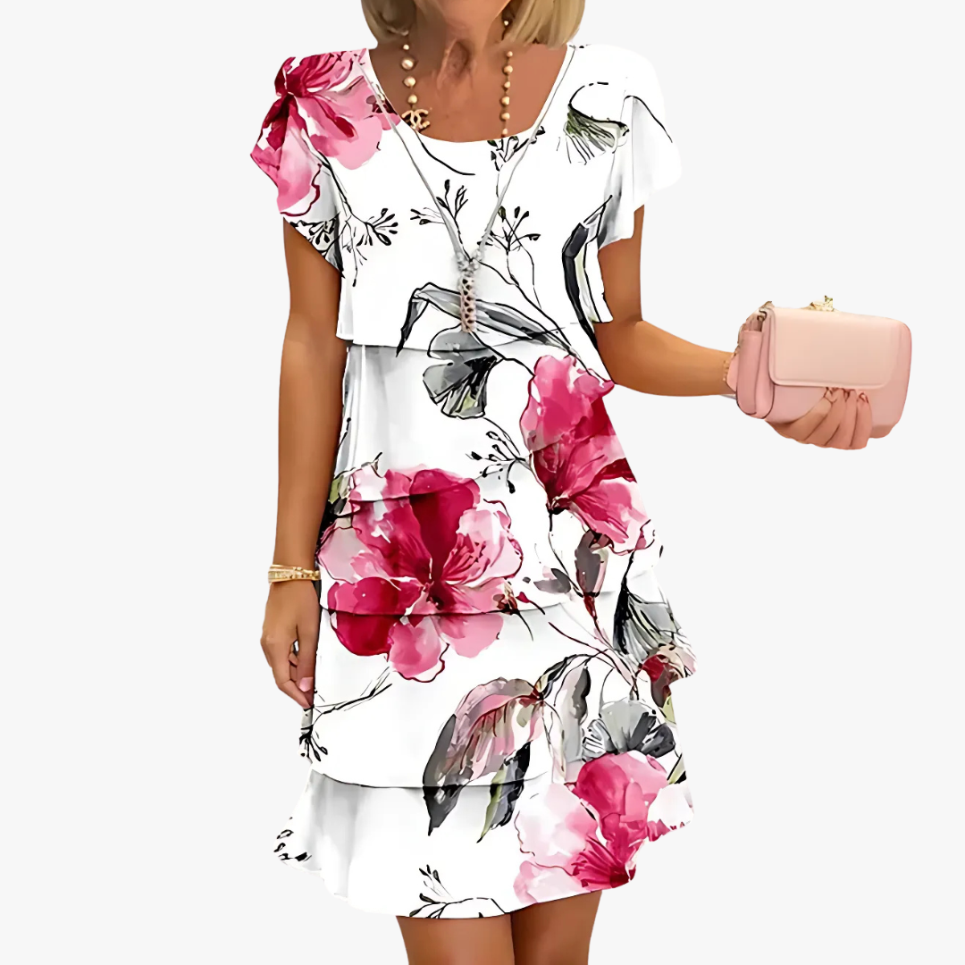 Marika - Elegantes Damen Maxikleid mit Blumenmuster rot