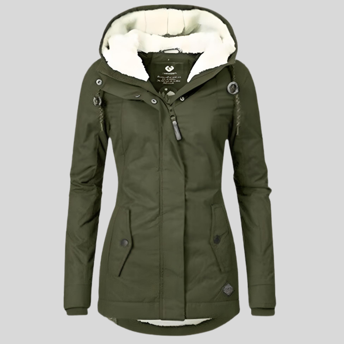 Marlies - Lange Wasserdichte Winterjacke Mit Kapuze & Futter Grün