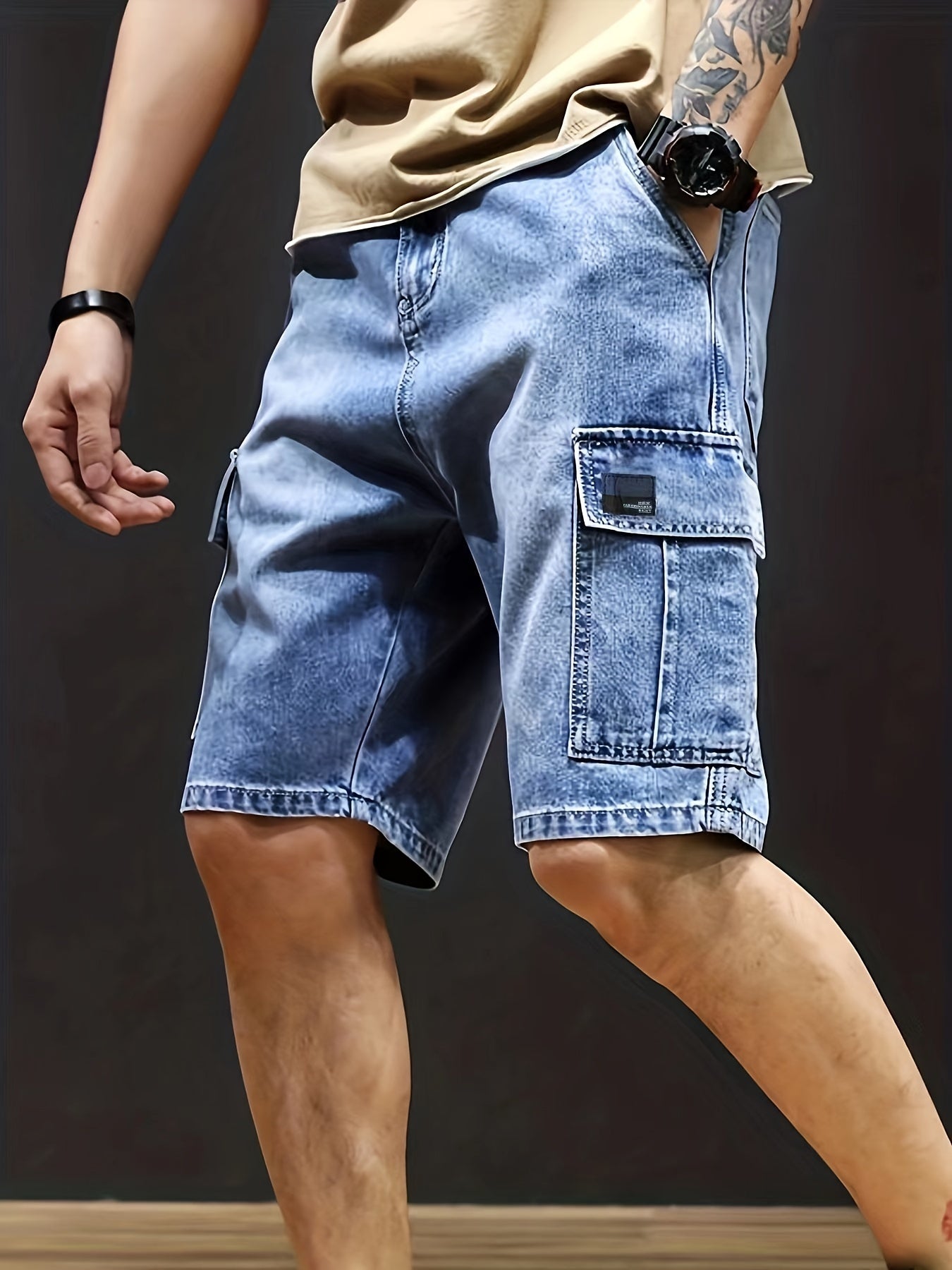 Marlon - Herren Cargo Denim Shorts Blau