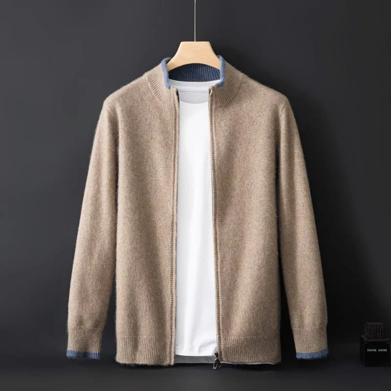 Marwin – Merino-Strickjacke mit Reißverschluss für Herren Beige