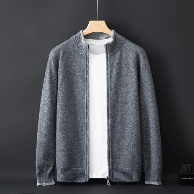 Marwin – Merino-Strickjacke mit Reißverschluss für Herren Grau