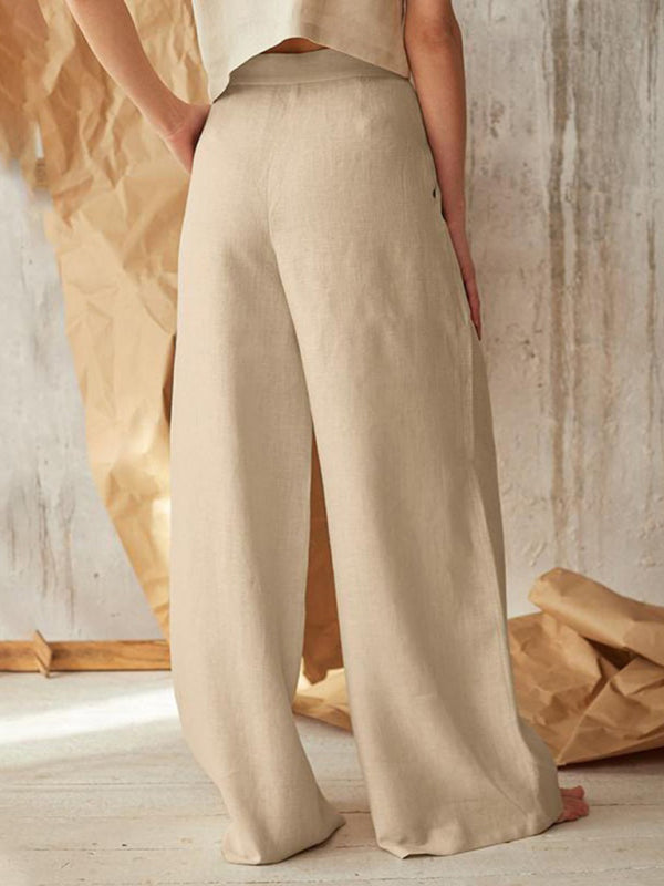 Marzena- Lässige Knopfhose mit weitem Bein Khaki 2