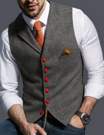 Matthias - Klassische Vintage Weste Für Herren Reverskragen Dunkelgrün