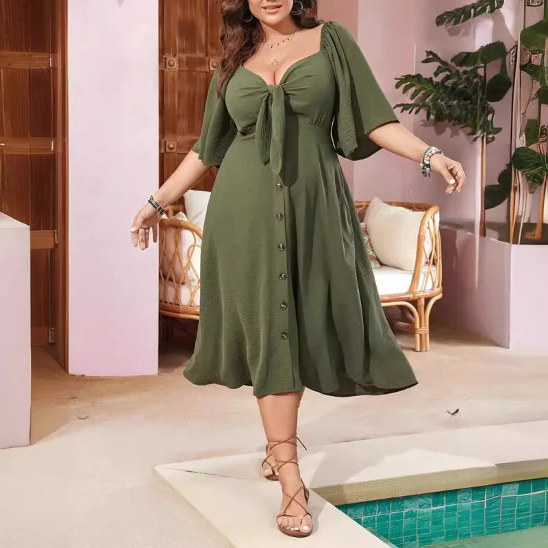 Melanie – fließendes vintage-stil-sommerkleid Grun