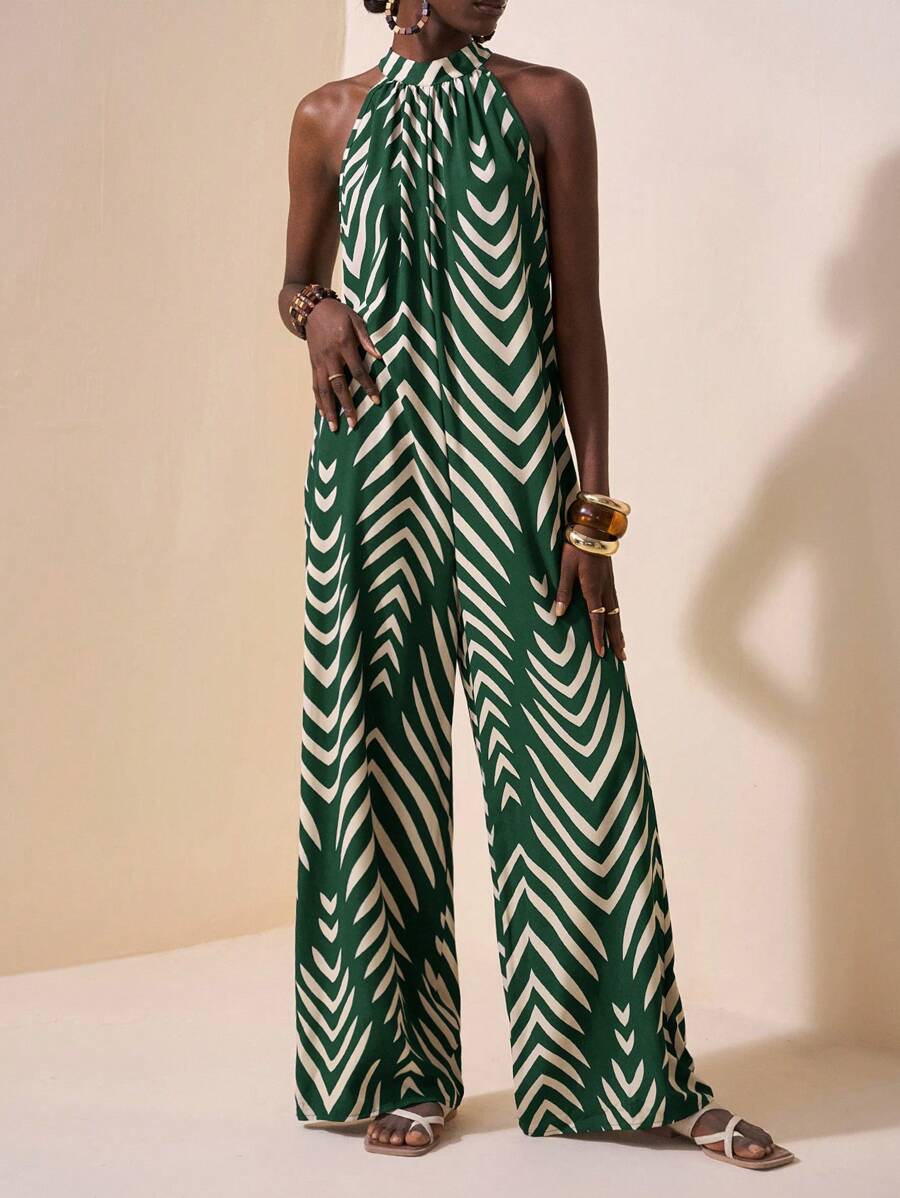 Melina – Neckholder Jumpsuit Damen Gestreift Weit Für Sommer 1