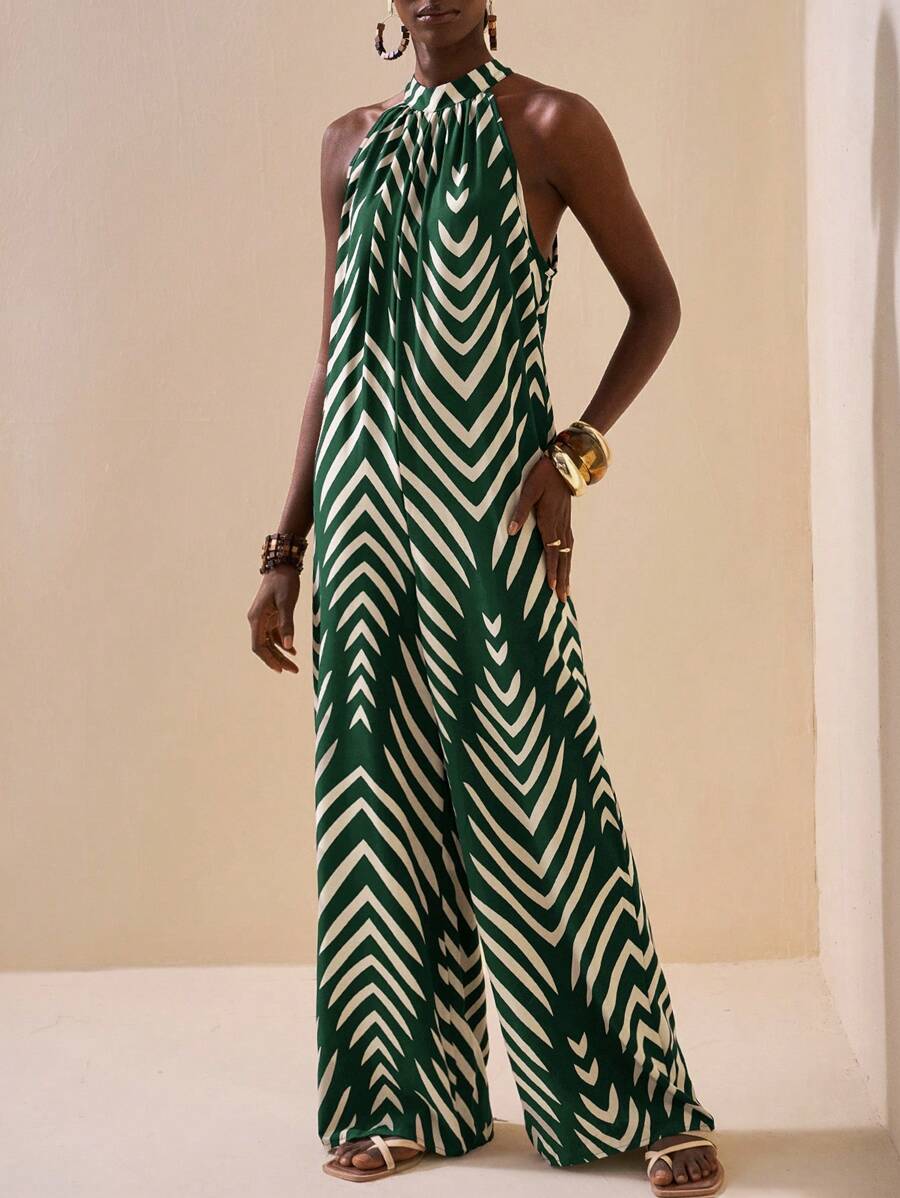 Melina – Neckholder Jumpsuit Damen Gestreift Weit Für Sommer 2