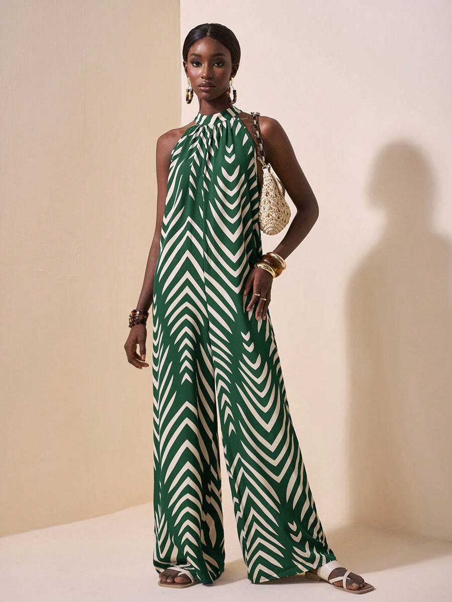 Melina – Neckholder Jumpsuit Damen Gestreift Weit Für Sommer 3