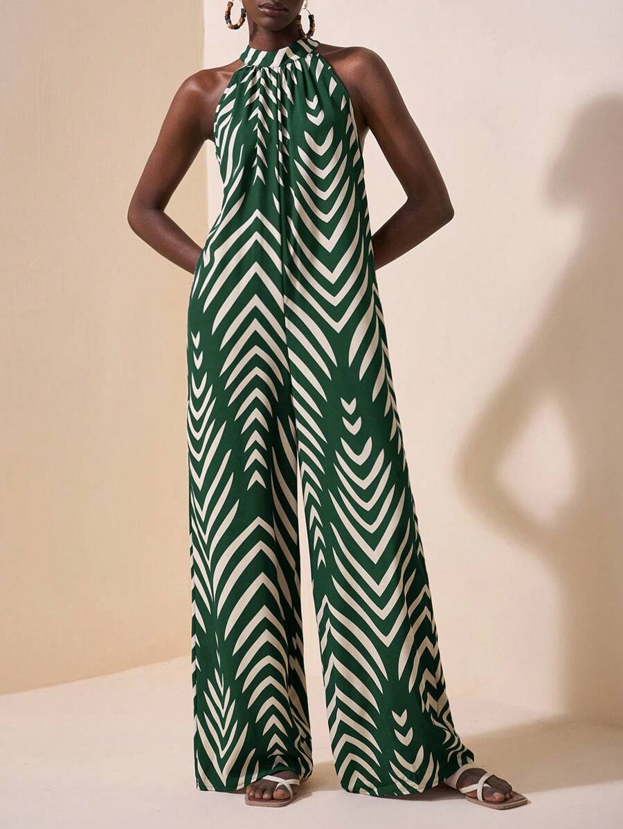 Melina – Neckholder Jumpsuit Damen Gestreift Weit Für Sommer 5