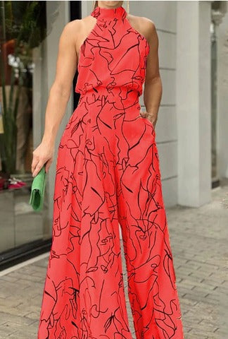 Melina – Neckholder Jumpsuit Damen Gestreift Weit Für Sommer