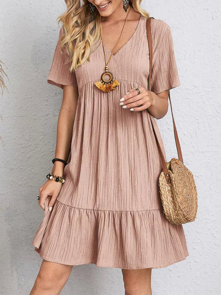 Miriam – weites kleid mit v-ausschnitt Rosa