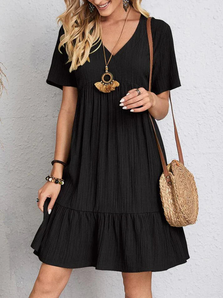Miriam – weites kleid mit v-ausschnitt Schwarz