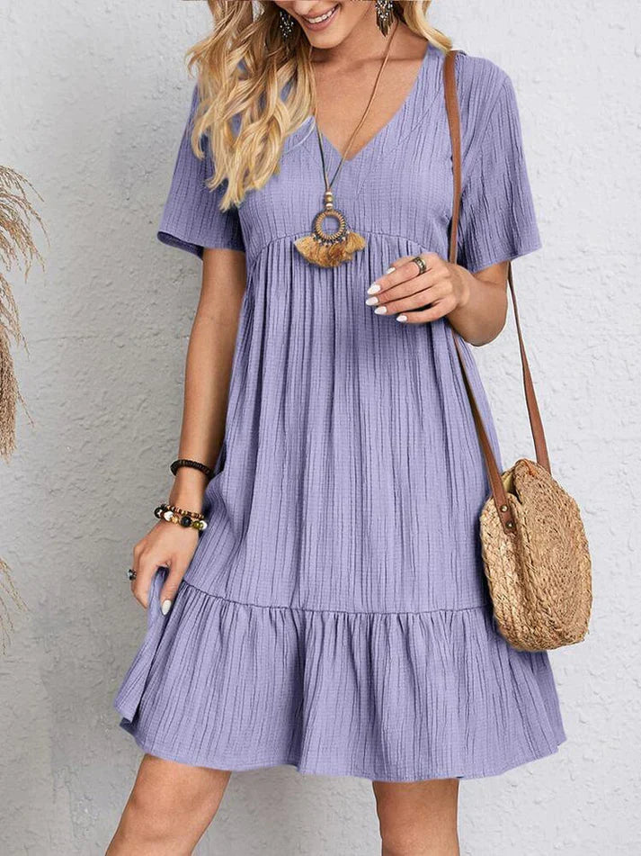Miriam – weites kleid mit v-ausschnitt lila
