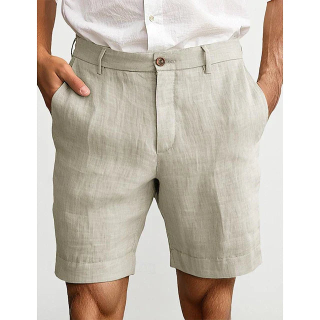 Mirko - Herren Leinen-Kurze Hosen Khaki