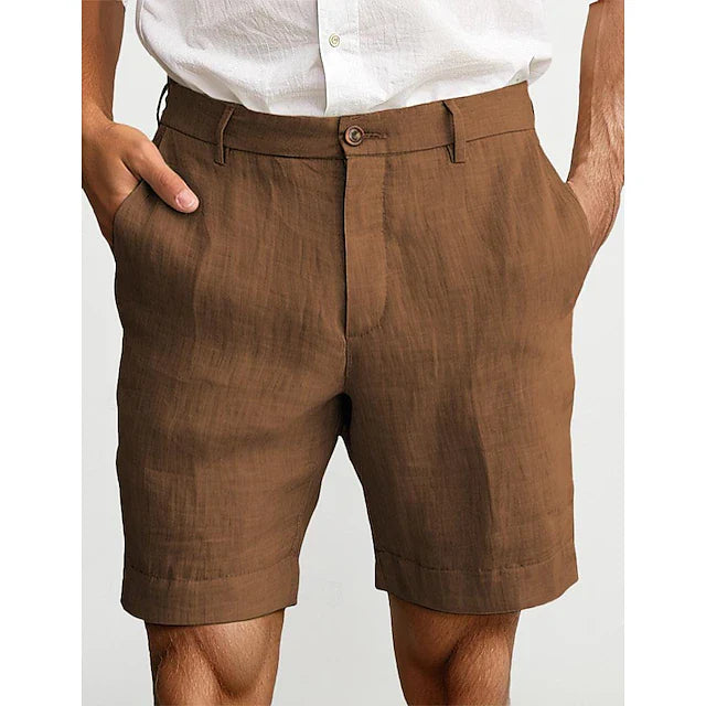 Mirko - Herren Leinen-Kurze Hosen braun
