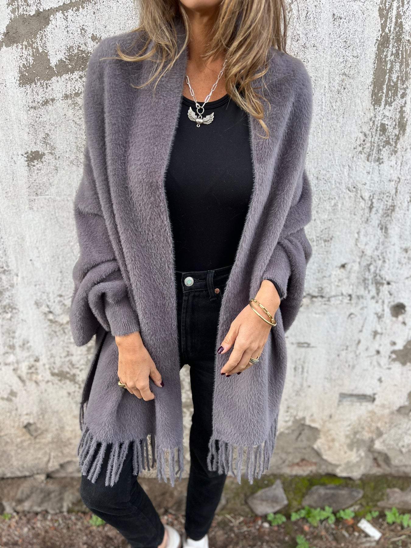 Naira - Eleganter Damenmantel Grau